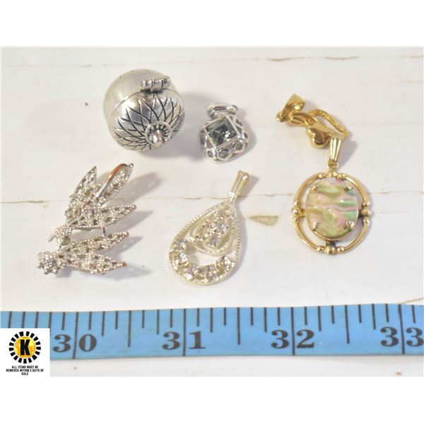 6 SILVER AND GOLD THEMED PENDANTS