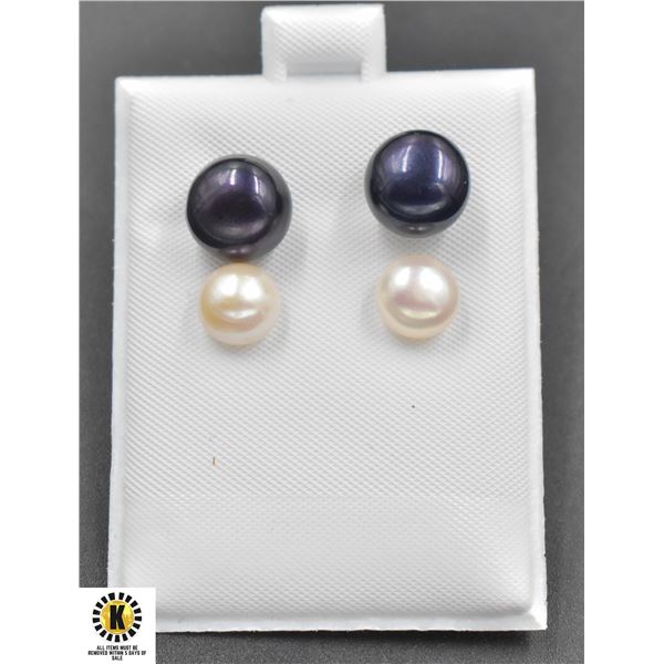 #484-NATURAL AKOYA PEARL STUD EARRINGS 2 PAIRS