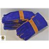 Image 1 : 6 PAIRS NEW BLUE/TAN WELDING GLOVES MED/LARGE