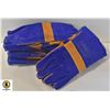 Image 1 : 6 PAIRS NEW BLUE/TAN WELDING GLOVES MED/LARGE