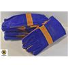 Image 1 : 6 PAIRS NEW BLUE/TAN WELDING GLOVES MED/LARGE