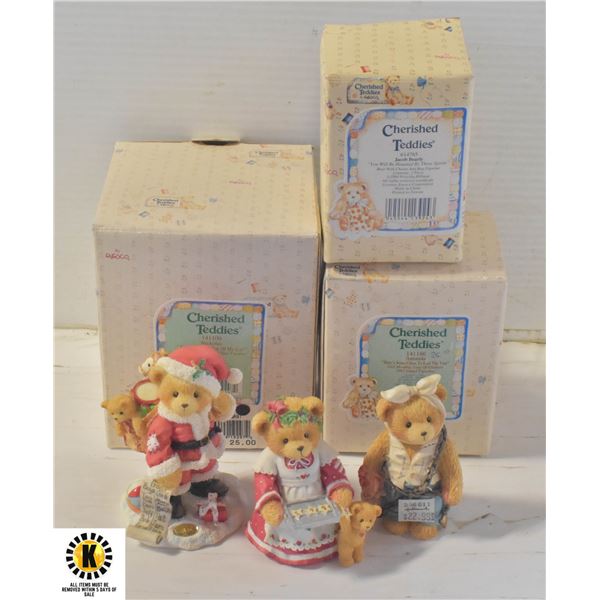 3 CHARISHED TEDDIES (IN BOXES)