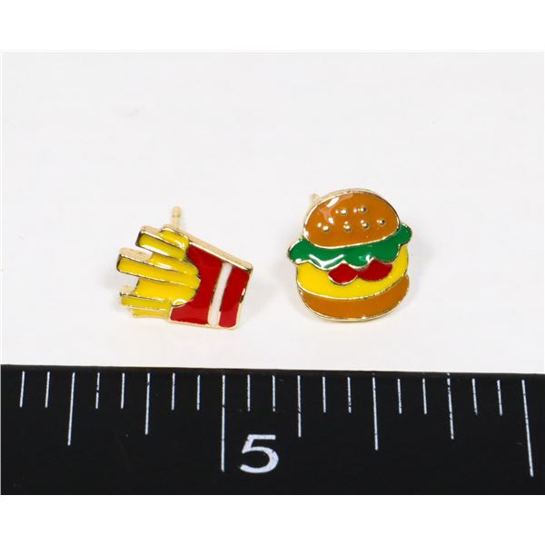 NEW HAMBURGER AND FRY STUD EARRINGS