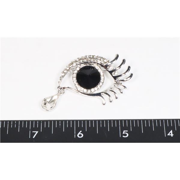 NEW RHINESTONE EYE WITH TEAR DROP BROOCH