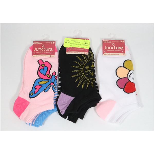 THREE NEW 2 PACKS OF WOMENS ANKLE SOCKS