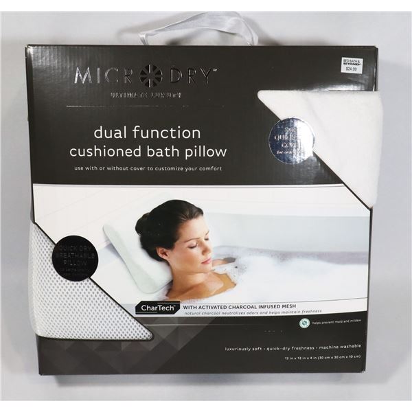 NEW DUAL FUNCTION CUSHIONED BATH PILLOW