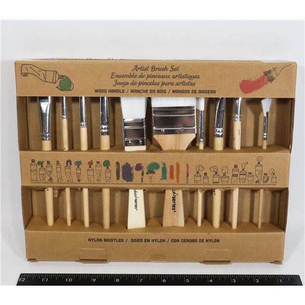 NEW 10PC WOOD HANDLE ARTIST BRUSH SET