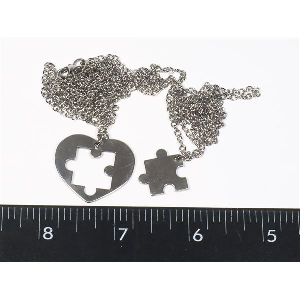 NEW 2PC PUZZLE COUPLES NECKLACE