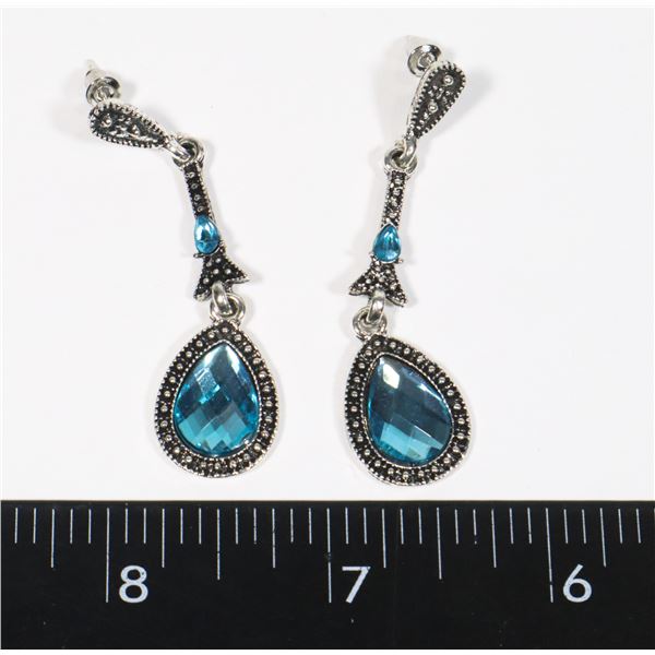 NEW SILVER TONE RHINESTONE WATER DROP EARRINGS