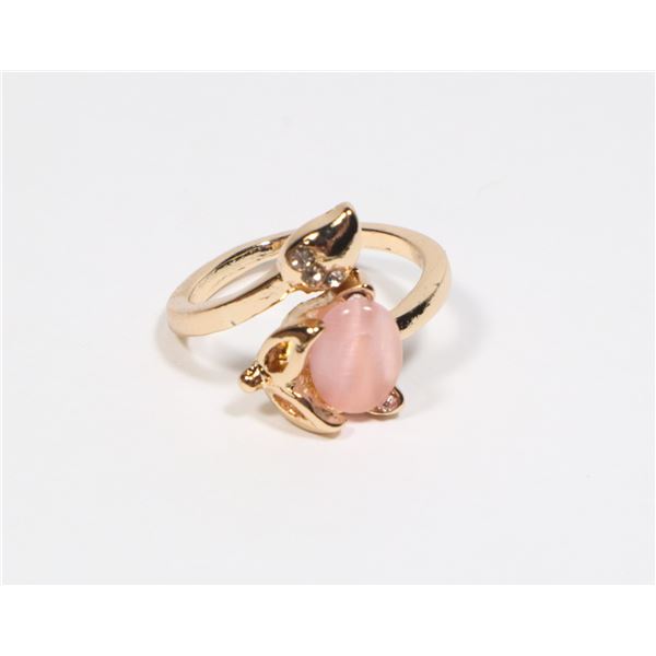 NEW PINK STONE FOX CUFF RING WITH RHINESTONE