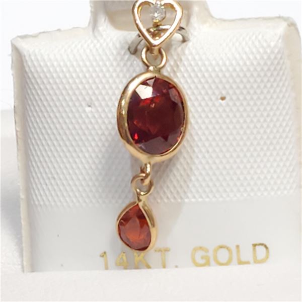 S160-53 14K GARNET DIAMOND PENDANT