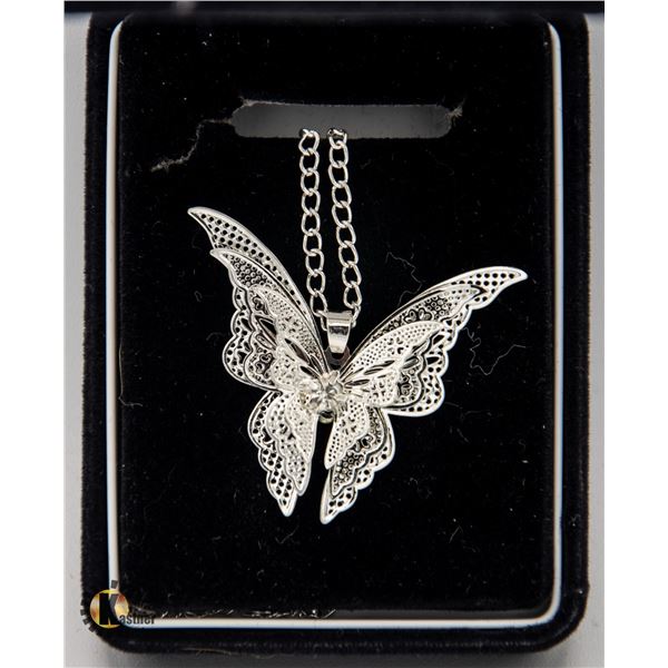 NEW BUTTERFLY FILIGREE PENDANT ON CHAIN