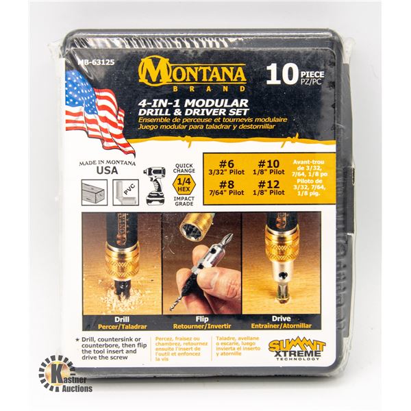 NEW MONTANA BRAND 10 PC 4 IN 1 MODULAR DRILL