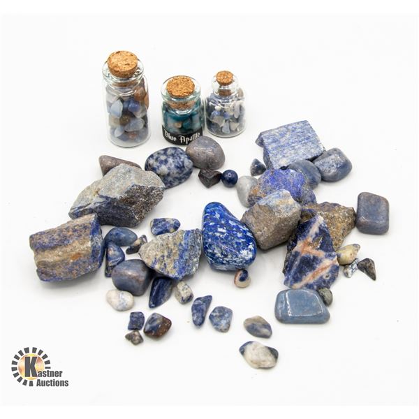 TRAY OF GENUINE LAPIS LAZULI ROUGH & POLISHED GEMS