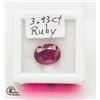 Image 1 : 3.93 CT OVAL RUBY HAS BEEN COLOUR & HEAT TREATED