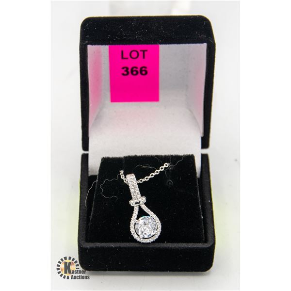 STAMPED 925 STERLING SILVER CZ PENDANT ON CHAIN