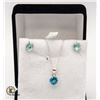 Image 1 : 3 PIECE EARRING AND PENDANT SET BLUE GEMSTONES