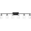 Image 1 : NEW 6 LIGHT BLACK & BRUSHED NICKEL VANITY LIGHT