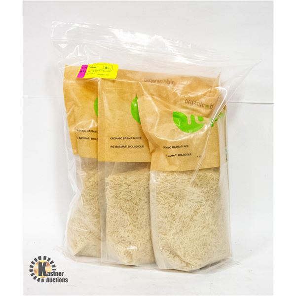 3 NEW 1KG BAG OF YUPIK ORGANIC BASMATI RICE - 3KG