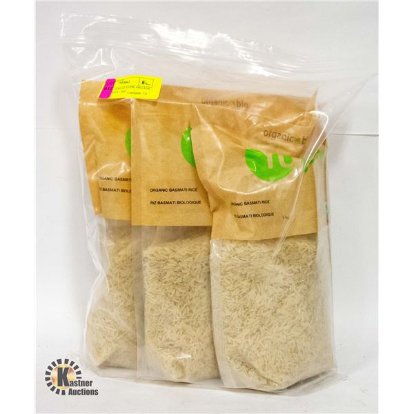 3 NEW 1KG BAG OF YUPIK ORGANIC BASMATI RICE - 3KG