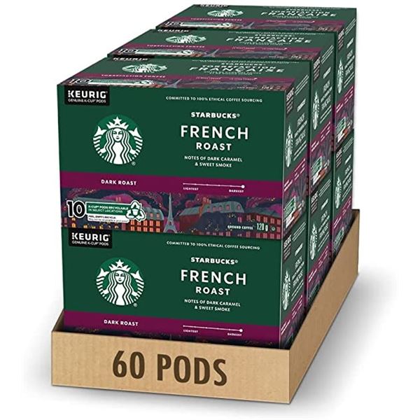 NEW CASE OF 60 STARBUCKS KEURIG FRENCH ROAST KCUPS