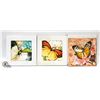 Image 1 : 3 SQUARE CERAMIC TRIVETS,BUTTERFLY