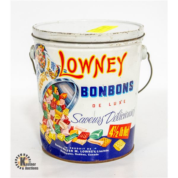 VINTAGE LOWNEYS BON BON 4.5 LB TIN WITH LID