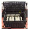 Image 1 : 2 REVERSIBLE HIGH BACK CHAIR CUSHIONS & WICKER CHEST