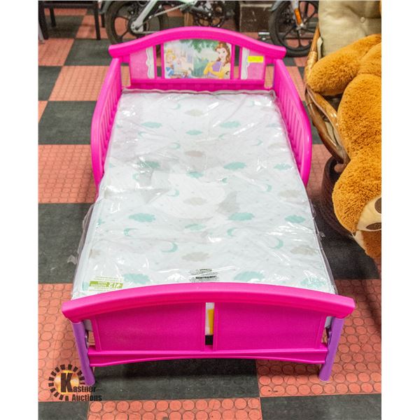 TODDLER PRINCESS BED WITH NEW MATTRESS