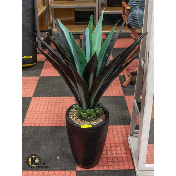 LARGE 3FT FAUX ALOE AGAVE PLANT IN BLACK