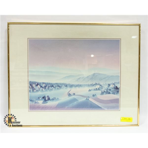 VINTAGE FRAMED SCENIC PRINT 23  X 19 