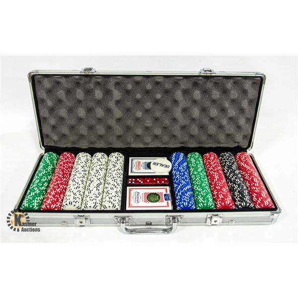 LARGE PROFESSIONAL POKER CHIP SET WITH CARDS