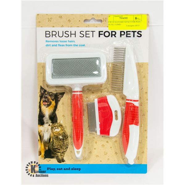 NEW SEALED BRUSH SET FOR PETS - BRUSH, COMB +