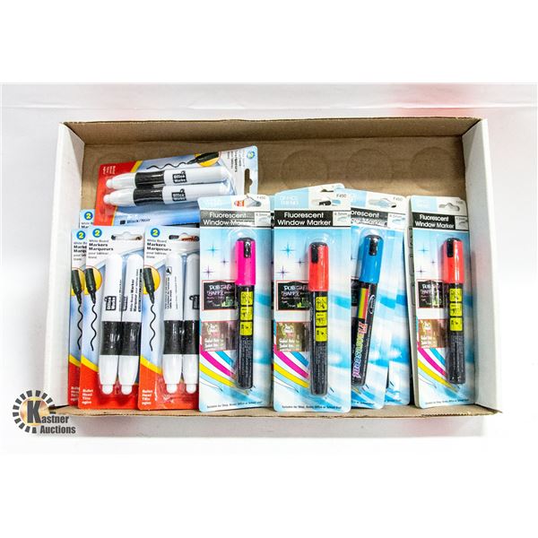 FLAT OF WHITE BOARD & WINDOW MARKERS,21 PCS