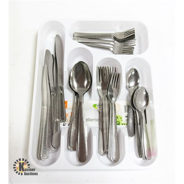 NEW 60PCS CUTLERY SETS WITH TRAYS,WHITE