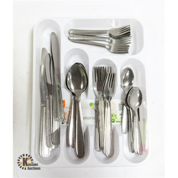 NEW 60PCS CUTLERY SETS WITH TRAYS,WHITE