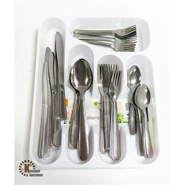 NEW 60PCS CUTLERY SETS WITH TRAYS,WHITE