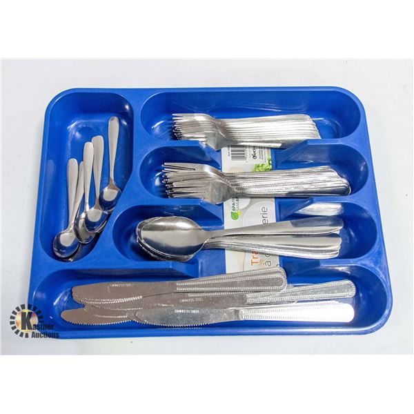 NEW 60PCS CUTLERY SETS WITH TRAYS,BLUE