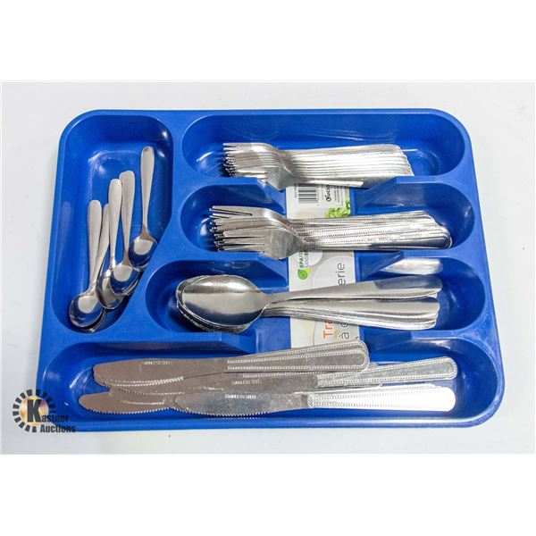 NEW 60PCS CUTLERY SETS WITH TRAYS,BLUE