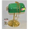 Image 1 : ESTATE BANKERS GREEN GLASS BRASS DESK LAMP