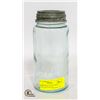 ANTIQUE BLUE GLASS ATLAS QUART JAR WITH LID