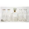 VINTAGE DECORATIVE GLASS BOTTLE AND 4 PINT