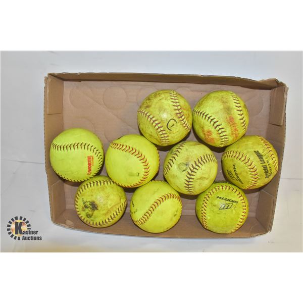 FLAT WITH 9 WORTH OFFICIAL LEAGUE SOFTBALLS