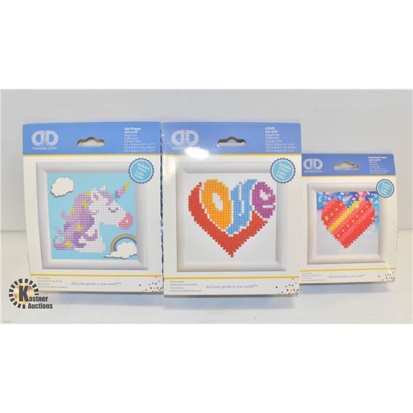 3 DIAMOND ART KITS,ASSORTED