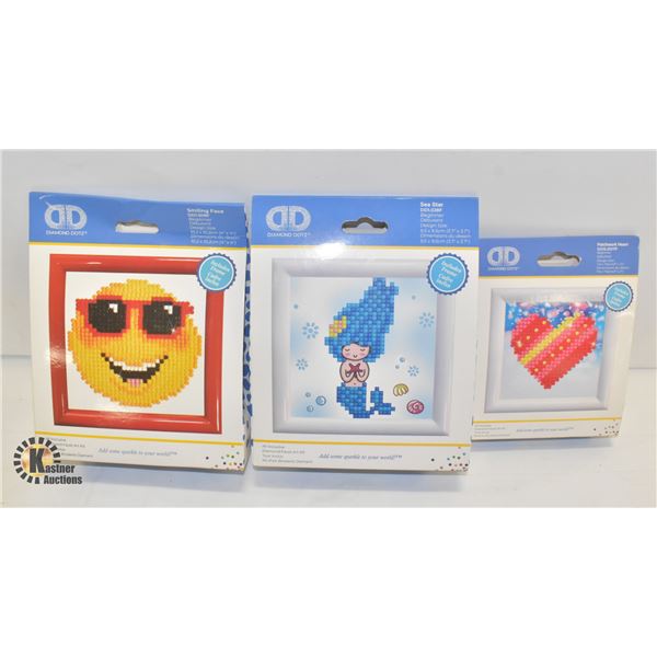 3 DIAMOND ART KITS,ASSORTED