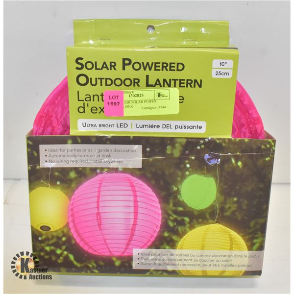 10" OUTDOOR SOLAR POWER LANTERN,PINK