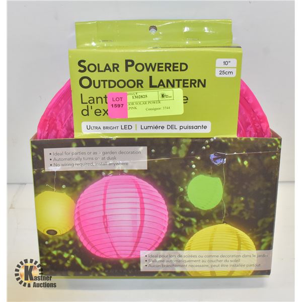 10" OUTDOOR SOLAR POWER LANTERN,PINK