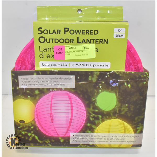 10" OUTDOOR SOLAR POWER LANTERN,PINK