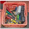 Image 1 : RED CRATE FULL OF SCREWDRIVERS AND NUT