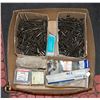 BOX OF NEW HARDWARE ITEMS INCL. 3 1/2"-WOOD